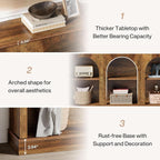 Feature panel: thicker tabletop, arched shape, 3.94 inch base with support