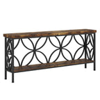 Studio view of the 70.9 inch 2 tier industrial sofa table