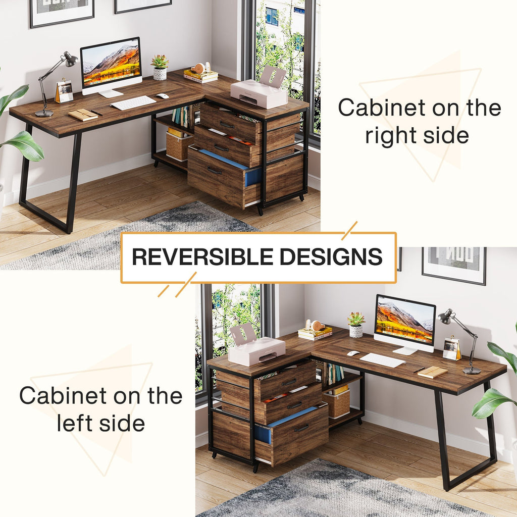 Reversible design comparison: cabinet mounted on the right or the left side
