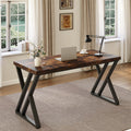 Stowena 55 inch heavy duty computer desk with Z shaped steel legs, laptop and lamp on top