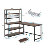 Dimension diagram showing the 55 inch desk, the 37.4 inch return and a 59 inch overall height