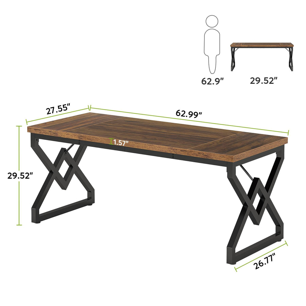 Dimension diagram: 62.99 in wide, 27.55 in deep, 29.52 in tall with 1.57 in thick top
