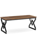 63 inch executive desk in vintage brown and black on a white background