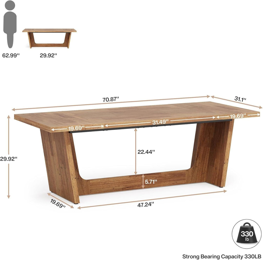 Dimension diagram of the 70.87 inch executive desk, 31.1 inches deep and 29.92 inches tall