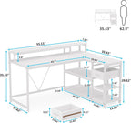 Dimension diagram: 55.11 x 43.3 in, 29.52 in desk height, 35.43 in overall