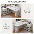 Reversible design showing the shelf tower built on the right or the left side