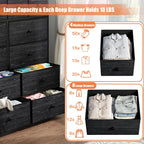Graphic showing what the four medium and eight large drawers hold, with each drawer taking 10 lb