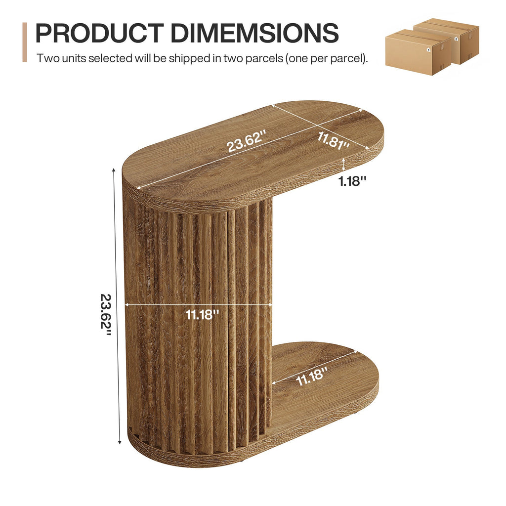 Dimension diagram: 23.62 x 11.81 in oval top, 23.62 in tall, 11.18 in lower shelf
