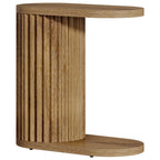 Angled view of the fluted column base and oval tabletop