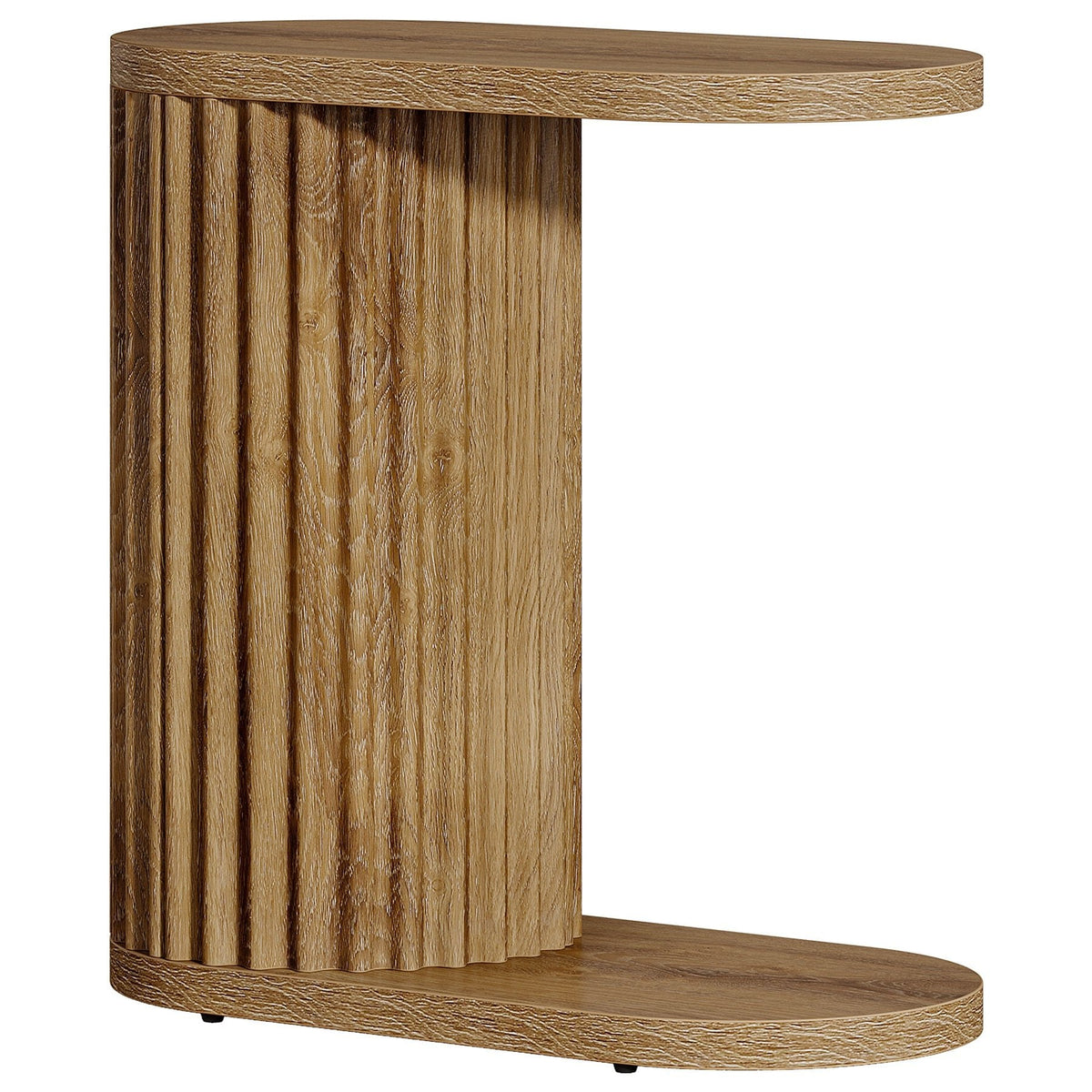 Angled view of the fluted column base and oval tabletop