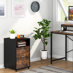 Mobile file cabinet parked beside a home office desk
