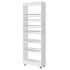 White seven tier slim storage cart photographed against a plain background