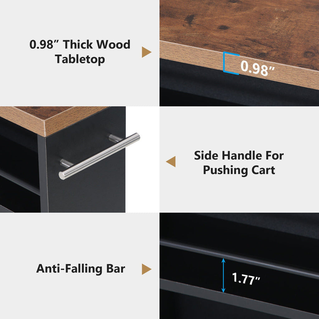 Detail chips: 0.98 inch thick wood tabletop, side handle, guard rail