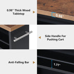 Detail chips: 0.98 inch thick wood tabletop, side handle, guard rail
