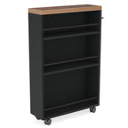 Black and rustic slim rolling cart on a white background