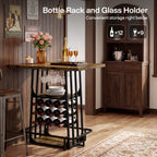 Storage graphic: bottle rack for 12 and glass holder for 9 right below the worktop
