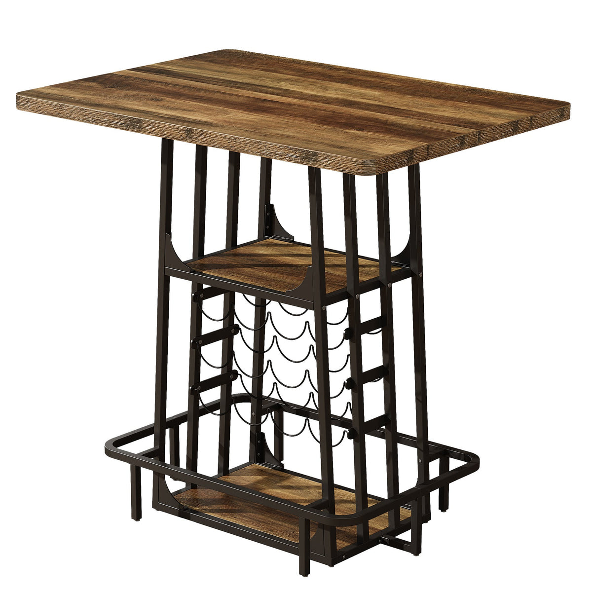 39 inch kitchen island with wine rack and lower shelf on a white background