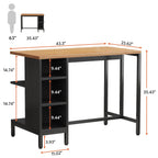 Dimension diagram: 43.3 x 23.62 x 35.43 in with 9.44 and 14.74 in shelf bays