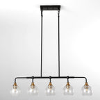 Straight on view of the five light crackle glass chandelier against a plain background