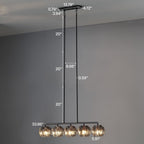 Measured drawing showing the 33.86 inch bar, 5.91 inch shades and three 20 inch rods