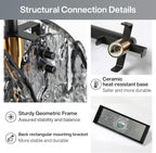 Close views of the layered glass shade, the ceramic socket base and the rectangular mounting bracket