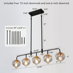 Dimension drawing showing the 37.80 inch bar, 6 inch ribbed shades and 10.24 inch canopy