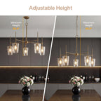 Minimum and maximum hanging heights shown side by side over a kitchen counter