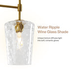 Close view of the hammered water ripple glass shade and gold socket collar