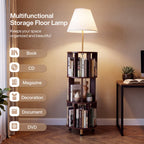 Multifunctional storage floor lamp holding books, CDs, decor and documents