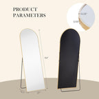 Product parameters: 64 x 21 in arched mirror, frame profile 0.23 and 0.55 in