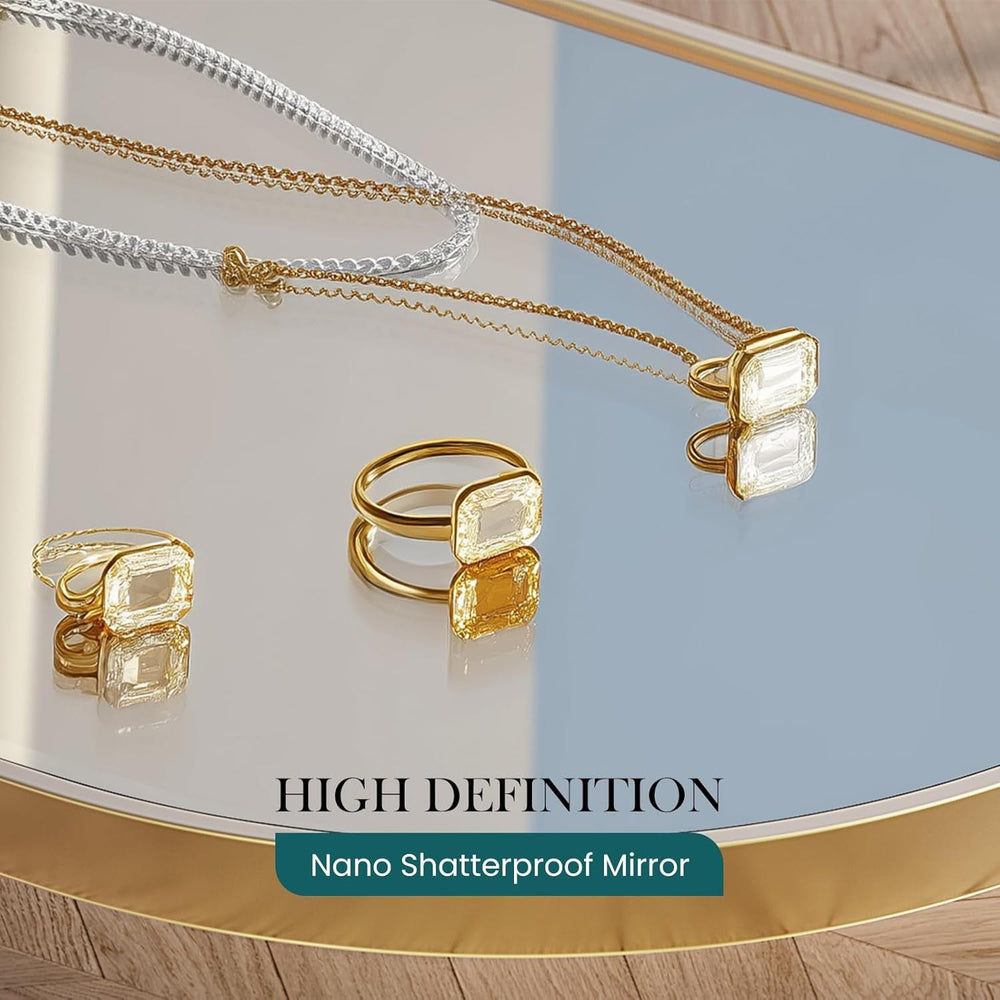 Close view of jewelry reflected in the HD float glass mirror surface