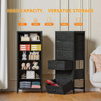 Graphic showing what the six drawers hold, from toys and socks to books and towels