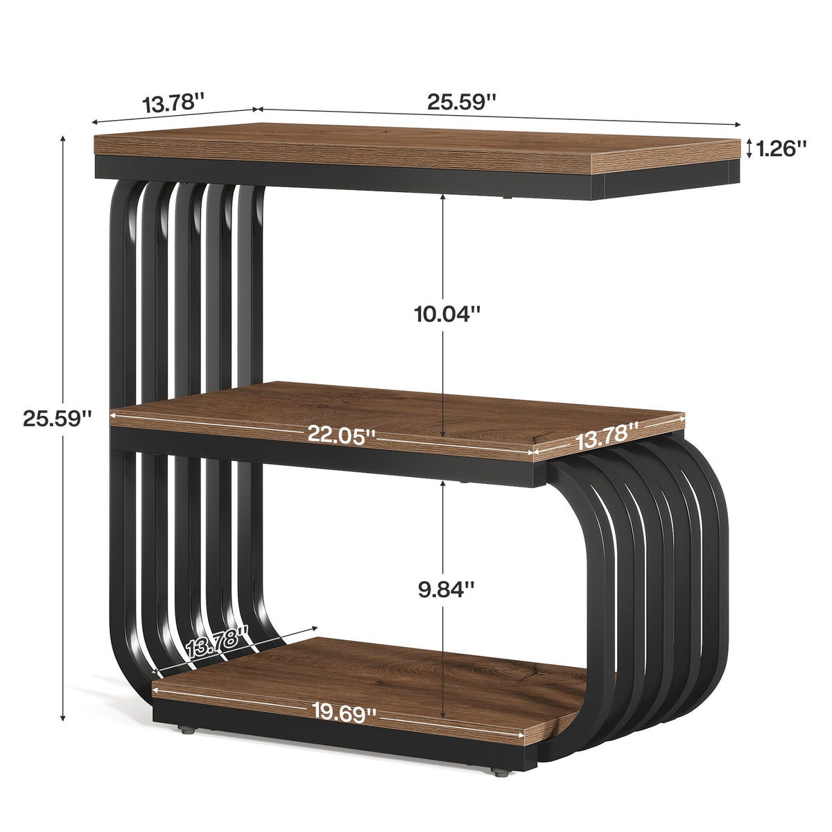 Dimension diagram: 25.59 x 13.78 x 25.59 in with 1.26 in top thickness