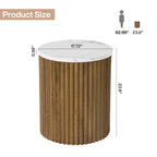 Product size diagram: 17.72 in top, 23.6 in tall drum nightstand