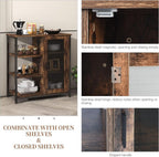 Detail: stainless steel magnetic catch and hinges on the coffee bar cabinet mesh door