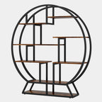 Round eight shelf plant stand photographed empty against a plain background