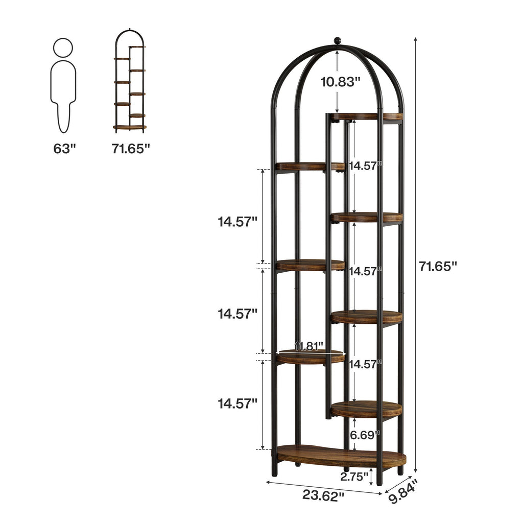 Dimension diagram: 23.62 x 9.84 x 71.65 in arch with 14.57 in tier spacing