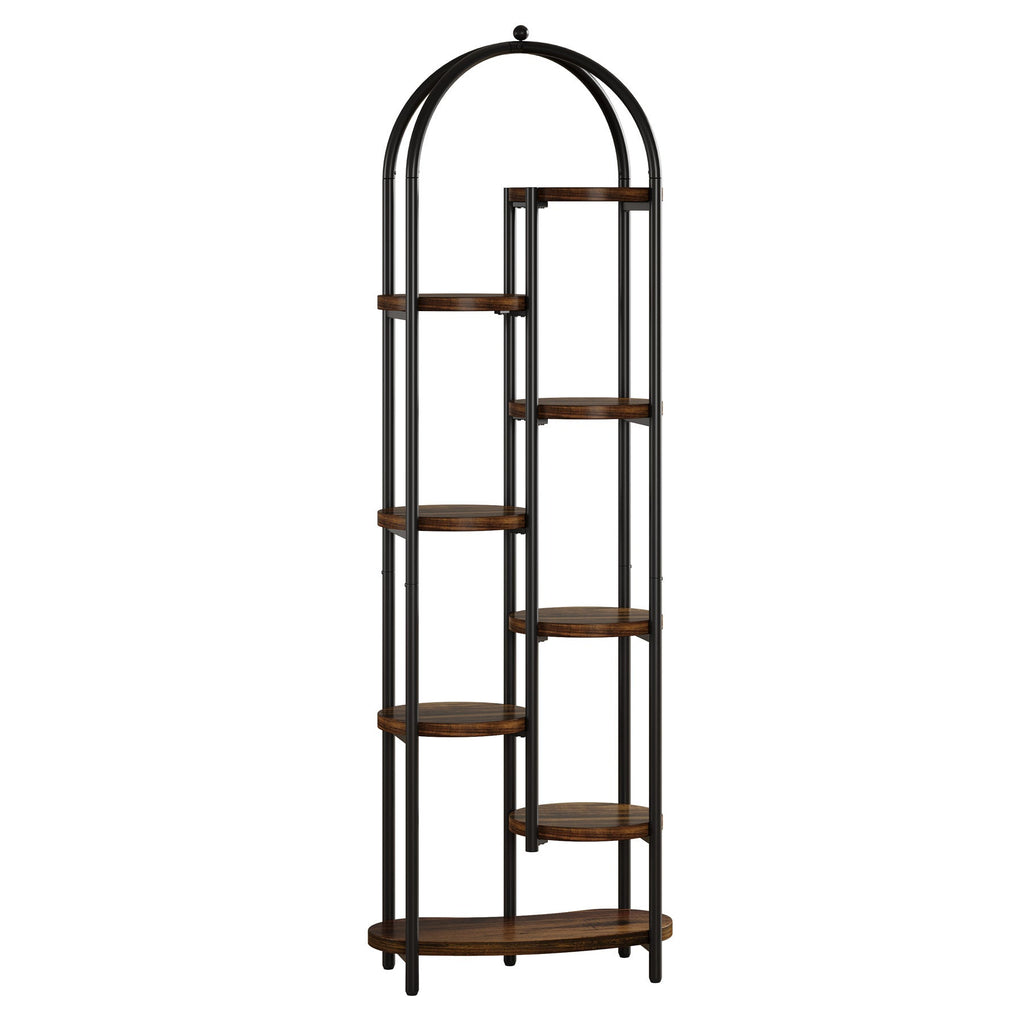 8 tier arched plant display rack empty on a white background