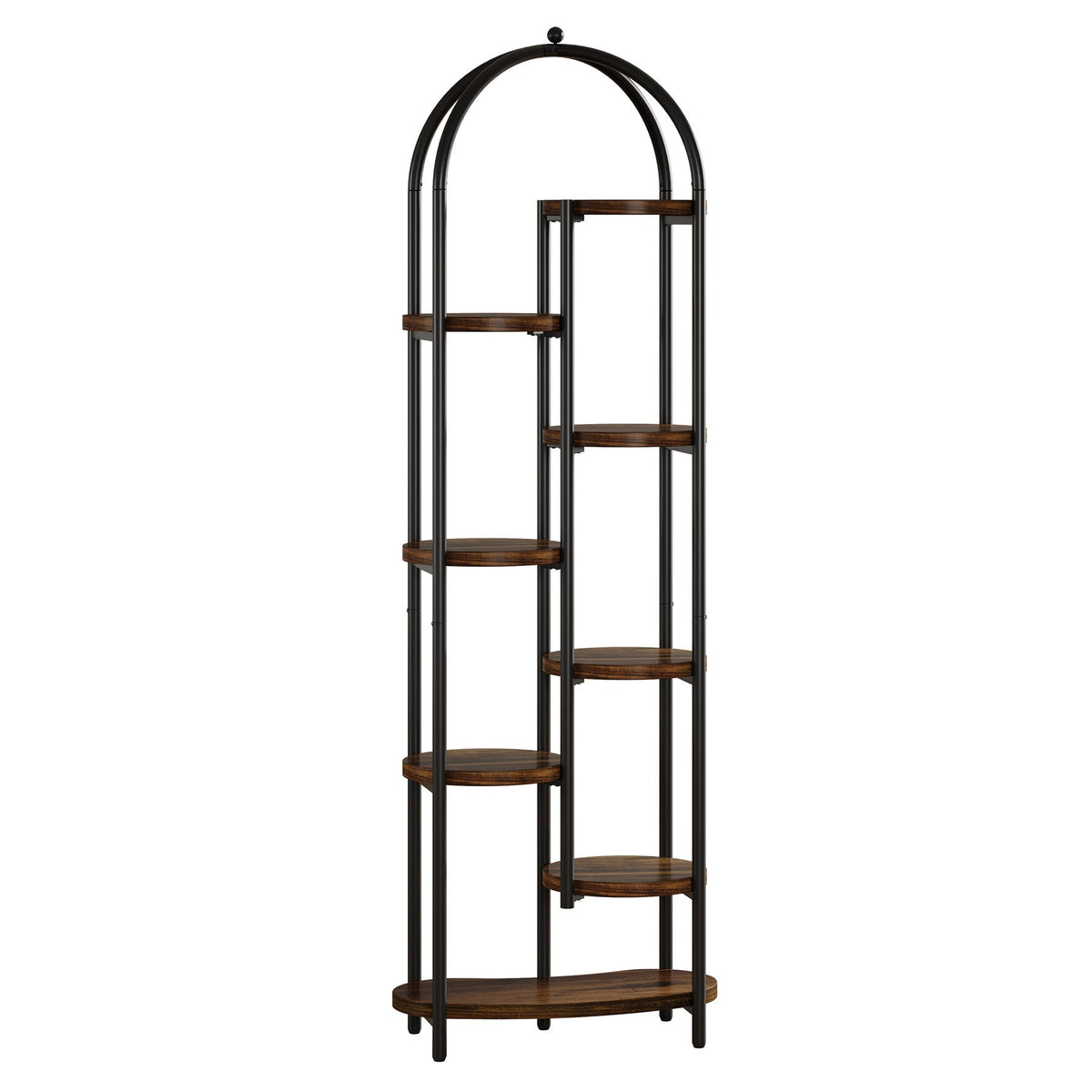 8 tier arched plant display rack empty on a white background