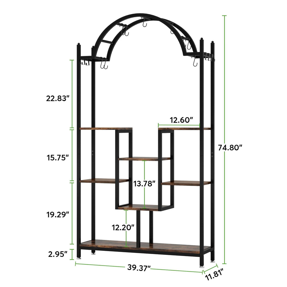 Dimension diagram: 39.37 x 11.81 x 74.8 in with staggered tier heights