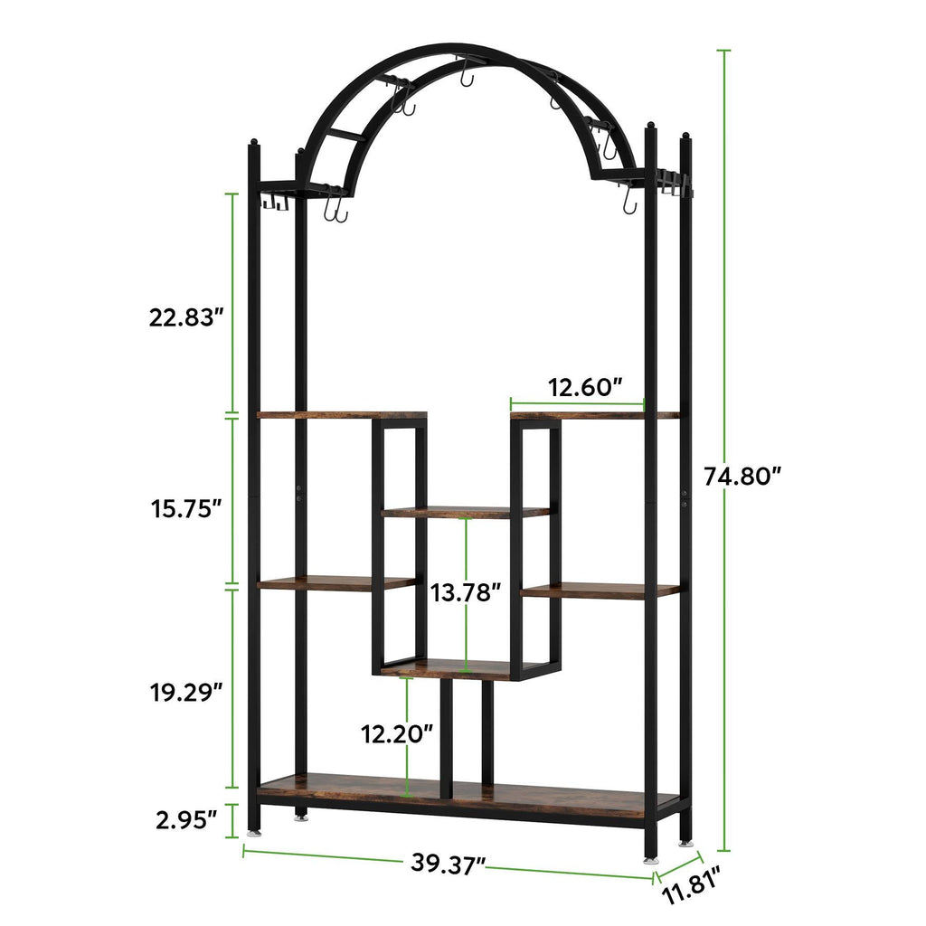 Dimension diagram: 39.37 x 11.81 x 74.8 in with staggered tier heights