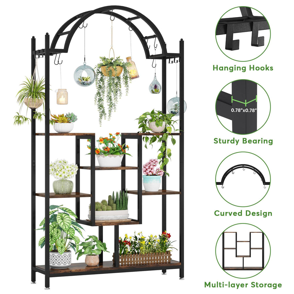 Hanging hooks, sturdy bearing, curved design and multi layer storage callouts