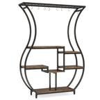Vase shaped plant rack with black metal frame on a plain background