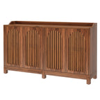 57 inch louvered sideboard buffet cabinet on a white background