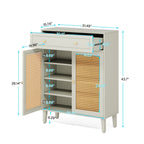 Dimension diagram: 31.49 in wide, 15.74 in deep, 43.7 in tall with 6.69 in adjustable shelf steps and 6.29 in legs
