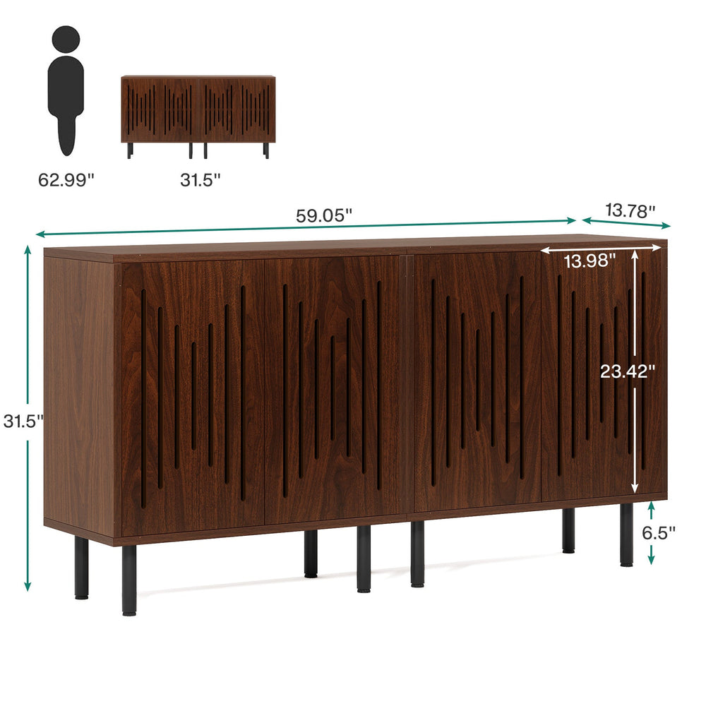 Dimension diagram: 59.05 in combined width, 13.78 in deep, 31.5 in tall, 6.5 in legs