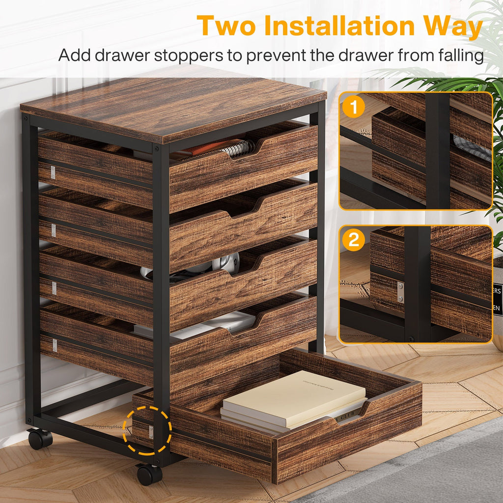 Graphic showing the two ways to fit the drawer stoppers
