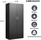 Dimension diagram: metal storage cabinet 31.5 in wide, 15.7 in deep, 70.87 in high, with odour, waterproof and wear resistant callouts