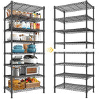 The 8 tier unit separated into two 4 tier racks standing side by side on a white background