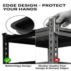 Detail graphic: rolled edge post design shown against a thinner sharper edged upright, with a gloved hand running along the smooth edge